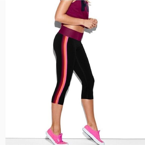VS PINK Rainbow Striped Flat Crop Yoga Pants Sm - Picture 1 of 6